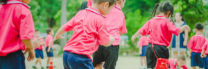 Students at school outside for a fundraising event